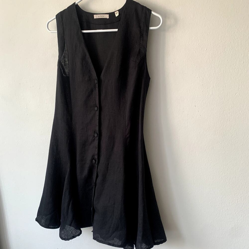 Doen Black Sleeveless Button-Front Mini Dress - Picture 7 of 14